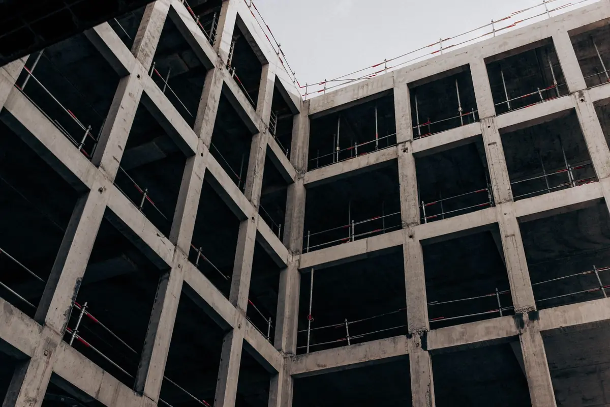 Concrete frame of a commercial building under construction