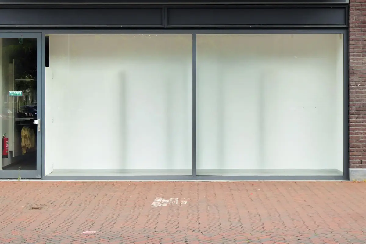 Modern retail storefront with large glass windows